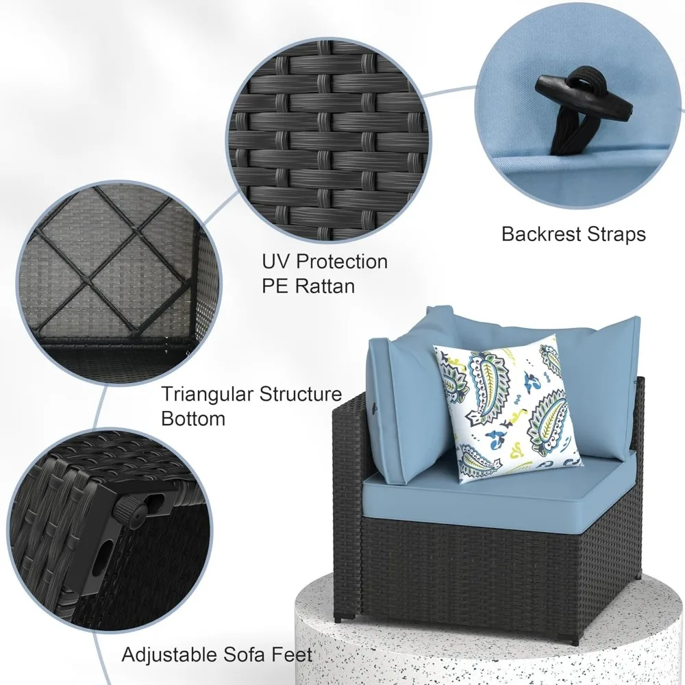 Patio Furniture Set Outdoor Sectional Sofa with Ottoman Wicker Couch Rattan Modular Seating Conversation Sets Porch Decor Patio Furniture Set Outdoor Sectional Sofa with Ottoman Wicker Couch Rattan Modular Seating Conversation Sets Porch Decor