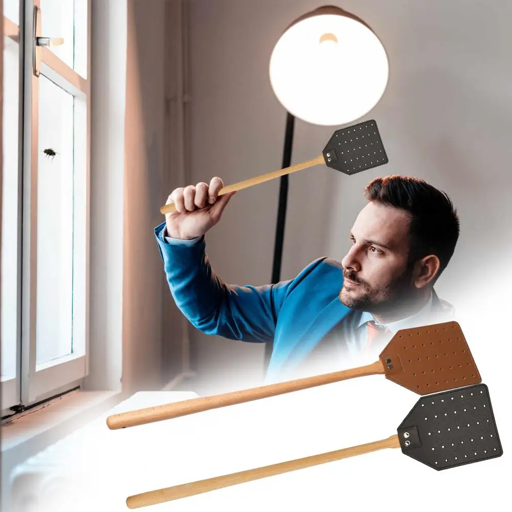 Faux Leather Fly Swatter with Wooden Handle And Stainless Steel Rivets Portable Fly Swatter Mosquito
Faux Leather Fly Swatter with Wooden Handle And Stainless Steel Rivets Portable Fly Swatter Mosquito