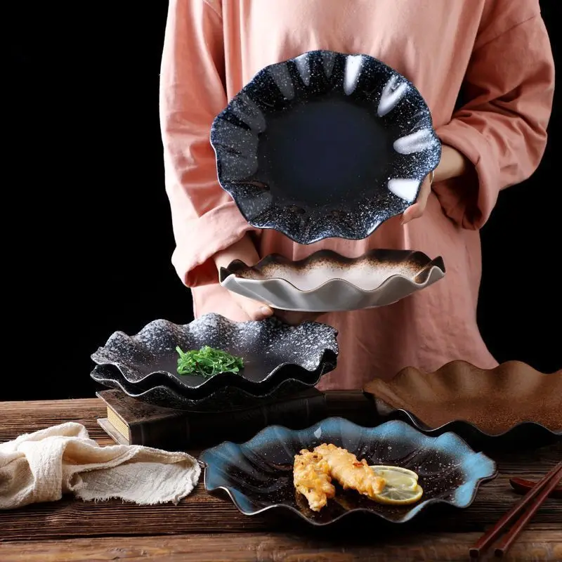 Japan and South Korea Retro Lotus Leaf Ceramic Plate Irregular Wavy Creative Restaurant Dishes Western Porcelain Pasta Dishes
Japan and South Korea Retro Lotus Leaf Ceramic Plate Irregular Wavy Creative Restaurant Dishes Western Porcelain Pasta Dishes