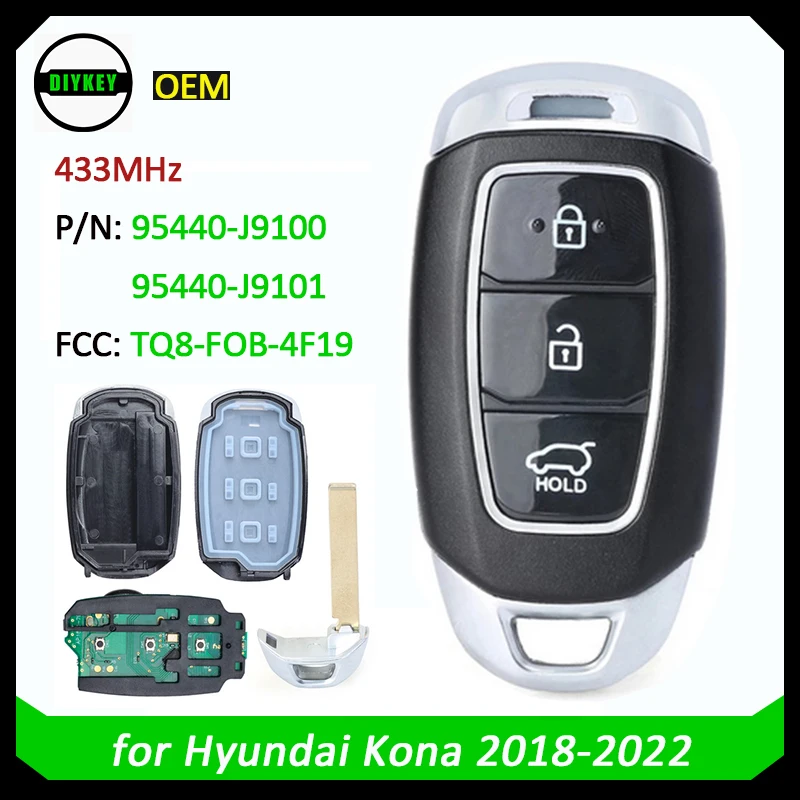 DIYKEY Smart Remote Control Car Key for Hyundai Kona 2018 2019 2020 2021 2022 Fob 433MHz P/N : 95440-J9100 / 95440-J9101
DIYKEY Smart Remote Control Car Key for Hyundai Kona 2018 2019 2020 2021 2022 Fob 433MHz P/N : 95440-J9100 / 95440-J9101