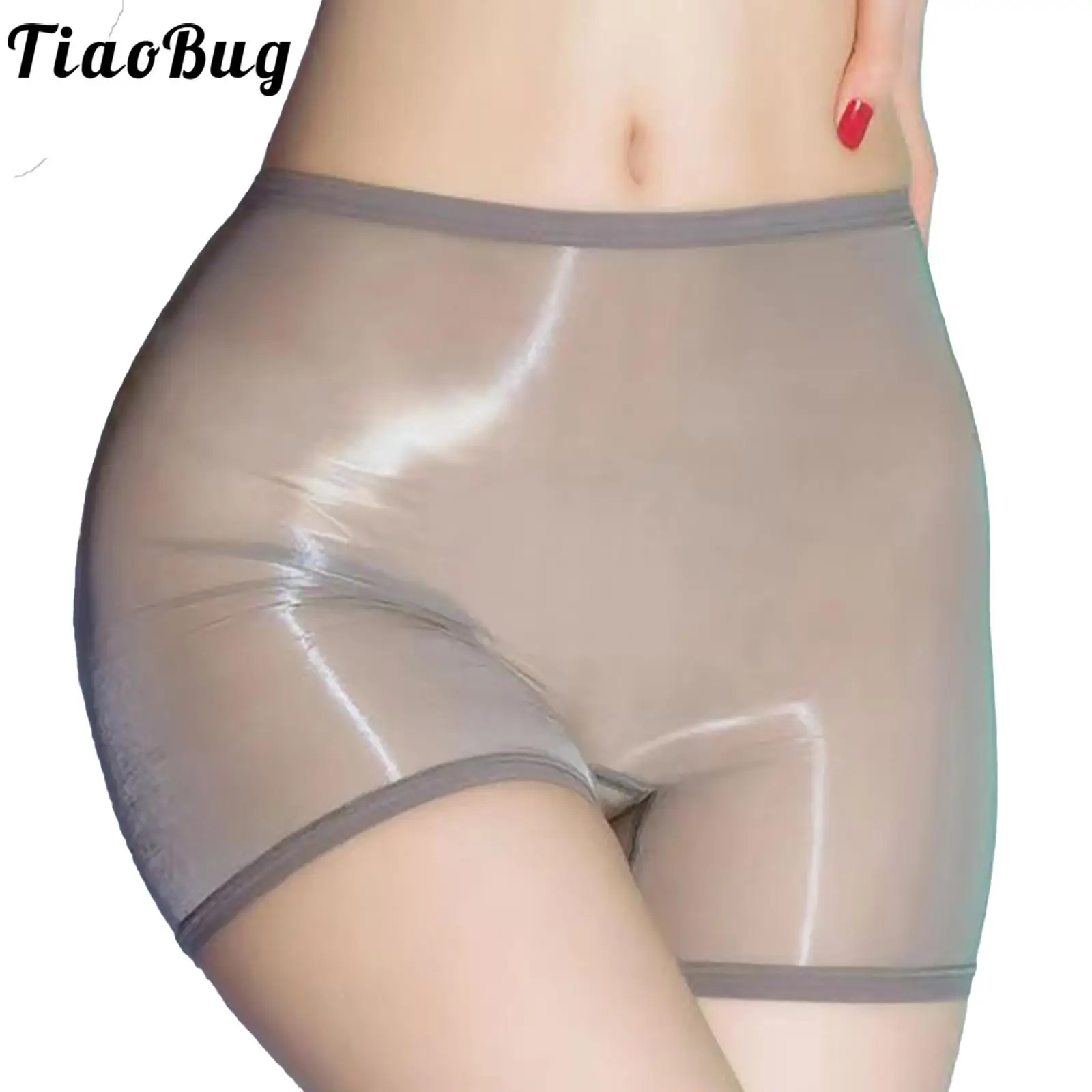 

Womens Exotic Panties Lingerie Sheer Stretchy Glossy Low Waist Boyshort Underwear Boxer Briefs