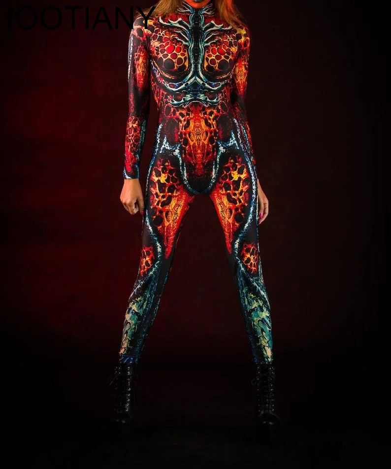 

Ocean Tie Dyeing Cosplay Costume Jumpsuit Halloween Party Jumpsuits Carnival Woman Zentai Body Clothes Tights Body One-piece