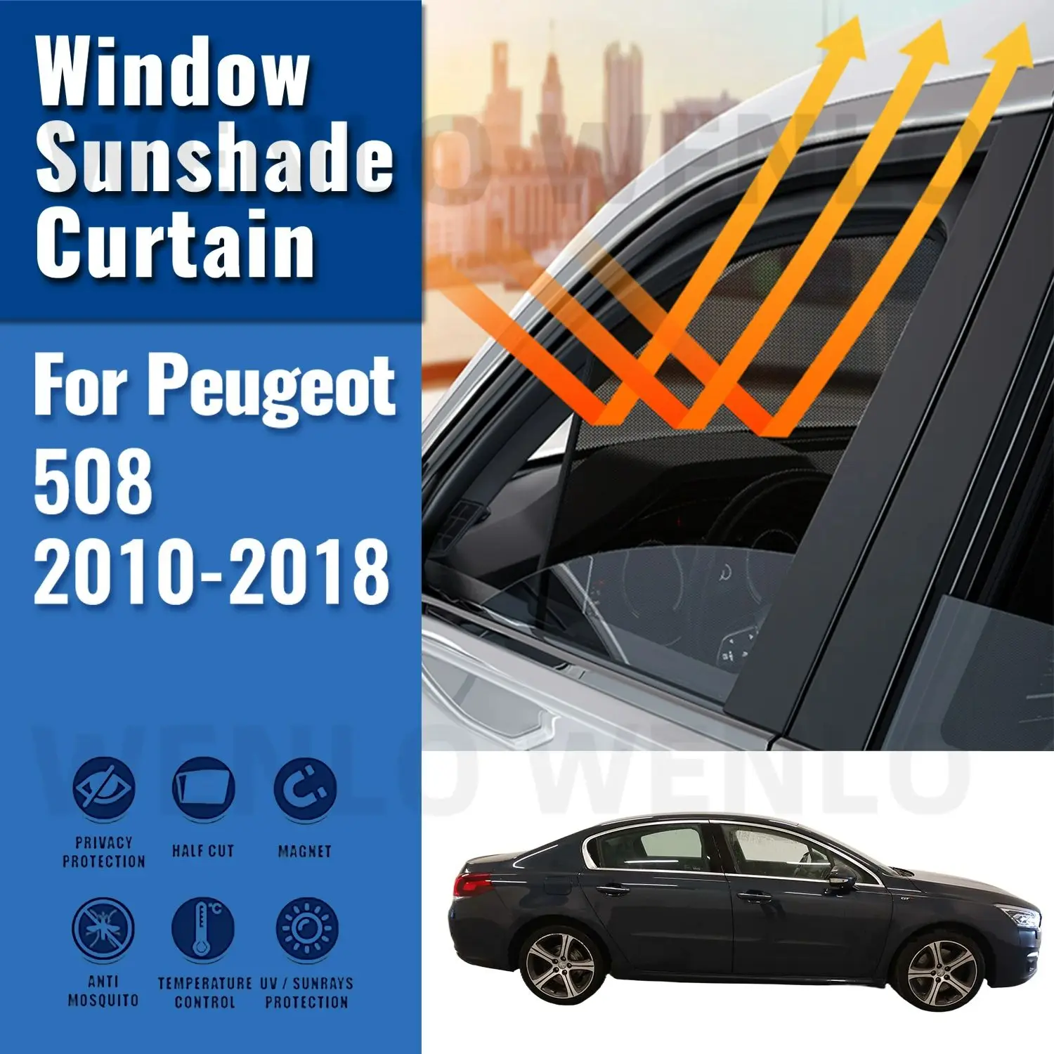 

Автомобильный солнцезащитный козырек для Peugeot 508 седан 2010-2018, сетчатая Магнитная занавеска на лобовое стекло, заднее боковое стекло, солнцезащитный козырек