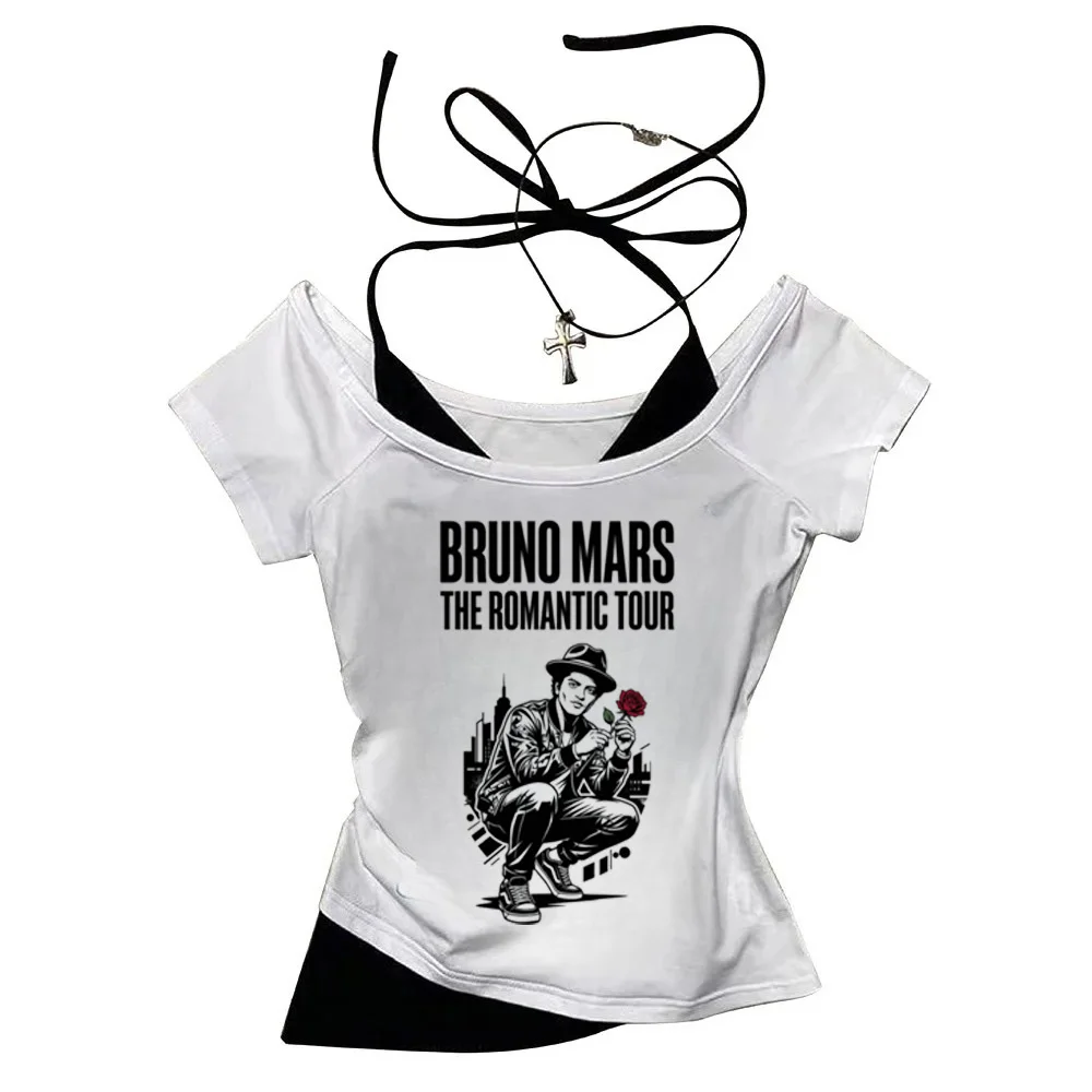 2026 Shirt Bruno Mars The Romantic Tour Women Fake Two-piece O-Neck Short Sleeves Crop Tops T-shirt 16 Sc14c1f480407496f80fb7a9d10692233H