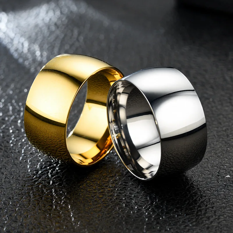 

12MM Wide Inner and Outer Ball High Polished 316L Stainless Steel Smooth Men's Party Street Hip-hop Ring Jewelry Never Fade