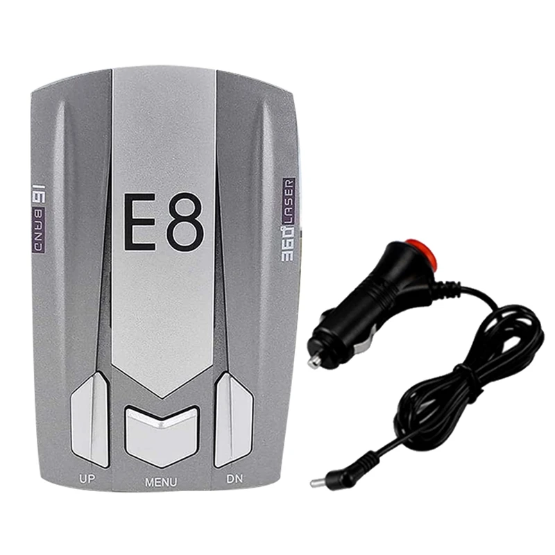 

E8 Radar Detector Iron Gray Plastic Fit For Cars Automatic 360 Degree City/Highway Mode Voice Prompt Driving Aids For Cars