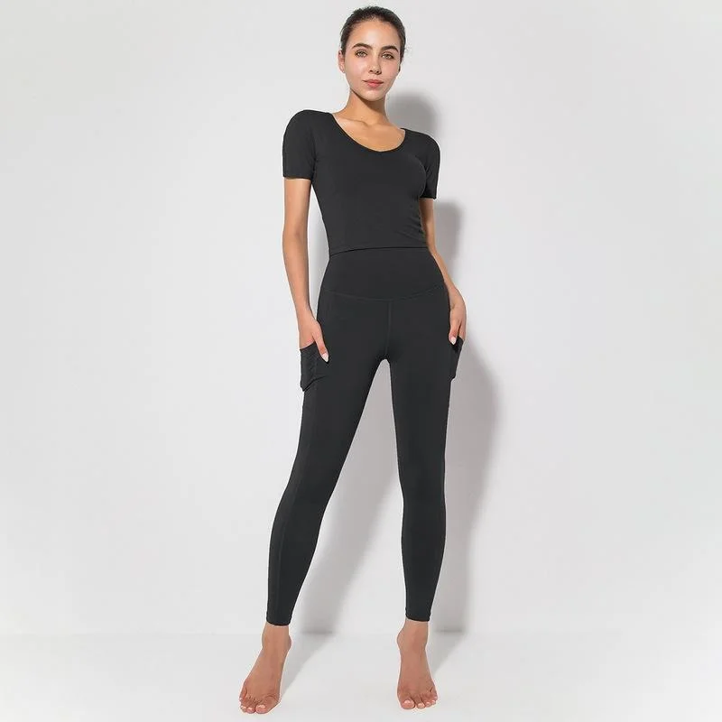 Women's New Autumn V-neck Yoga Short Sleeve Long Pants Set Fitness Suit High Waist Side Pocket Hip Crop Pants Sports Set
Women's New Autumn V-neck Yoga Short Sleeve Long Pants Set Fitness Suit High Waist Side Pocket Hip Crop Pants Sports Set