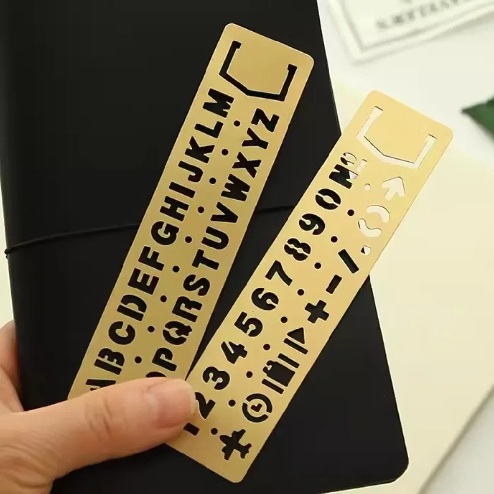 

Metal Craft Stencils Hollow Out Straight Ruler Number Letter Pattern Bookmark Cute Stationery Painting Drawing Measuring Tool JL