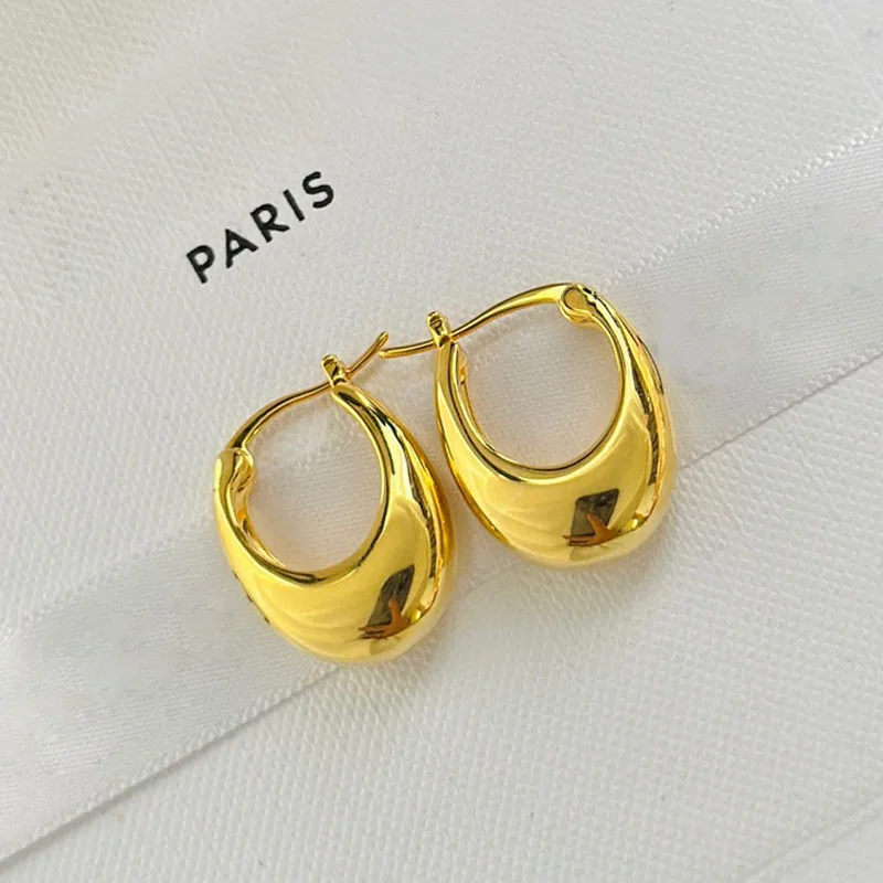 

Fashion Design French Paris Trend Oval Simple Hoop Earrings Women Luxury Brand Party Runway Jewelry Accessories Gift