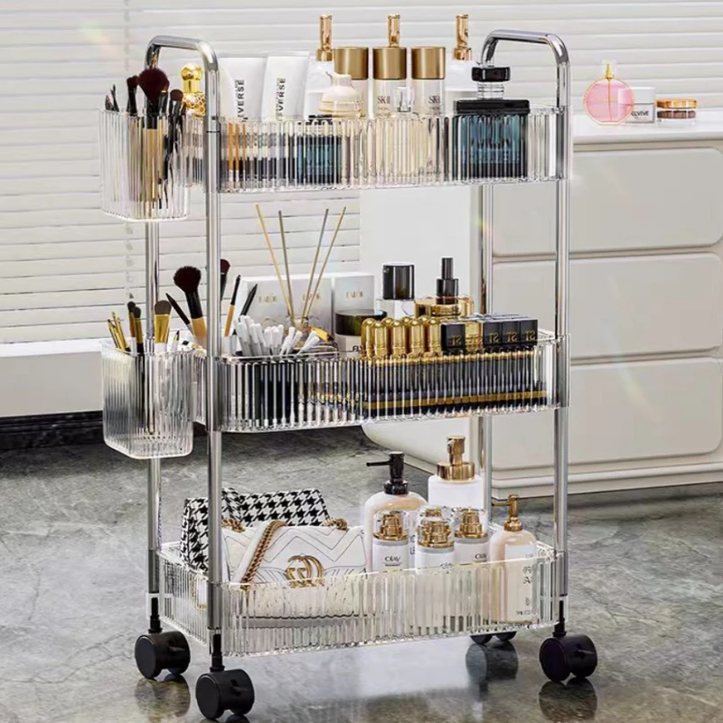 Transparent Trolley Storage Rack Acrylic Multi Layer Rolling Cart with Removable Hanging Basket Bathroom Acrylic Makeup
Transparent Trolley Storage Rack Acrylic Multi Layer Rolling Cart with Removable Hanging Basket Bathroom Acrylic Makeup