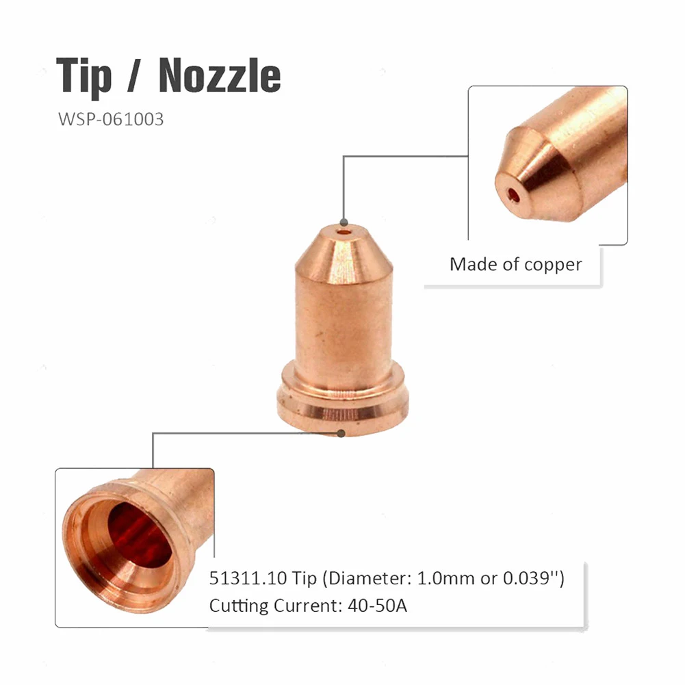 52558 Plasma Torch Plasma Cutters 1.0mm 20Pcs 51311.10 Electrode IPT-80 PT80 Plasma Cutting Consumables WSP-061002
52558 Plasma Torch Plasma Cutters 1.0mm 20Pcs 51311.10 Electrode IPT-80 PT80 Plasma Cutting Consumables WSP-061002