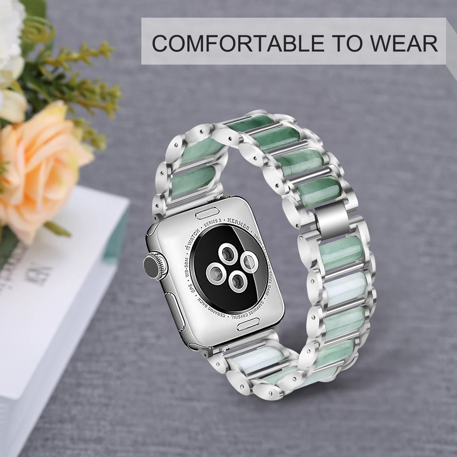 

Jade jewelry+Metal Strap For Apple watch Ultra 49mm 8 7 45mm 41mm Luxury bracelet Band iwatch 6 5 4 SE 44mm 42mm 40mm 38mm Belt