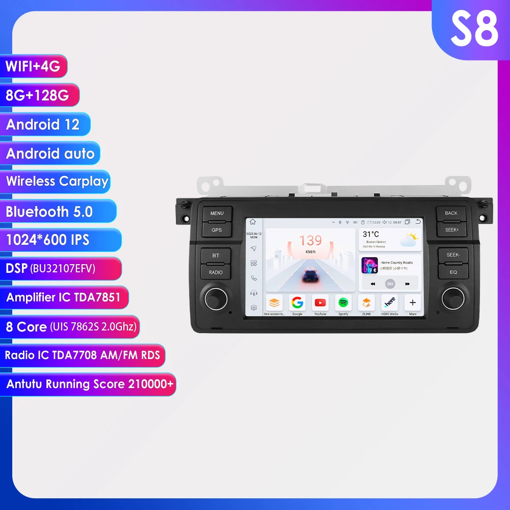 

7862 DSP Carplay Autoradio For BMW E46 M3 316 323 328 Coupe 318 320 325 330 335 multimedia Video player GPS navi Stereo Audio