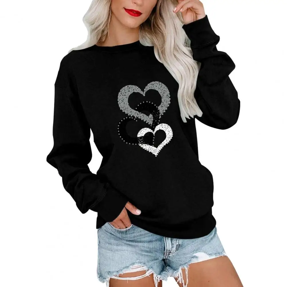 Soft Women Top Women's Heart Pattern Long Sleeve T-shirt Soft Breathable Pullover Top with Elastic Cuff Loose Fit for Spring
Soft Women Top Women's Heart Pattern Long Sleeve T-shirt Soft Breathable Pullover Top with Elastic Cuff Loose Fit for Spring