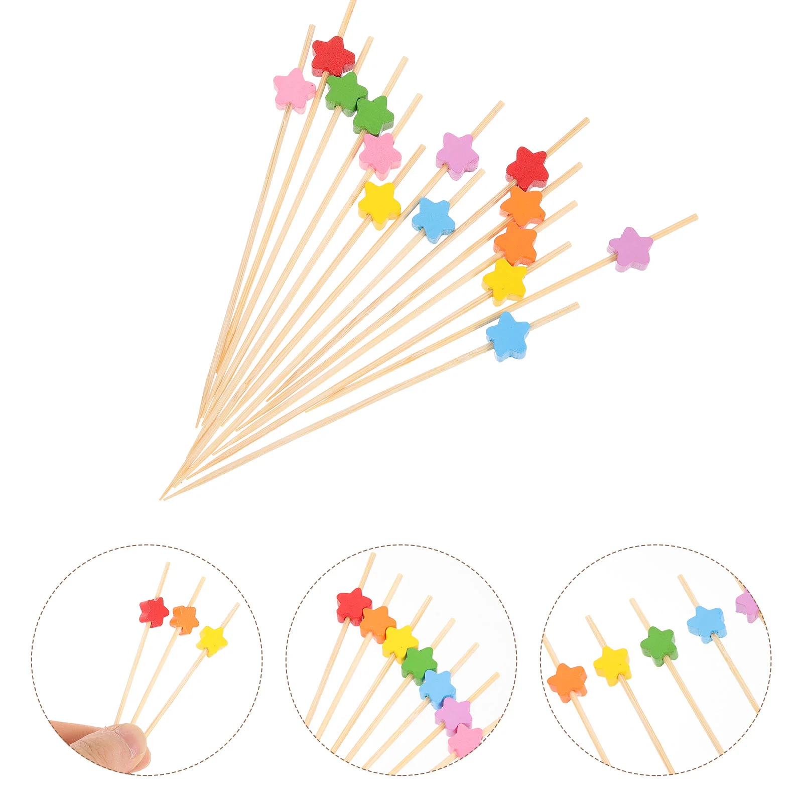 

100 Pcs Disposable Bamboo Sticks Toothpicks Cocktail Stir for Cocktails Fancy Fruit Food Appetizers Drink Stirrers Party