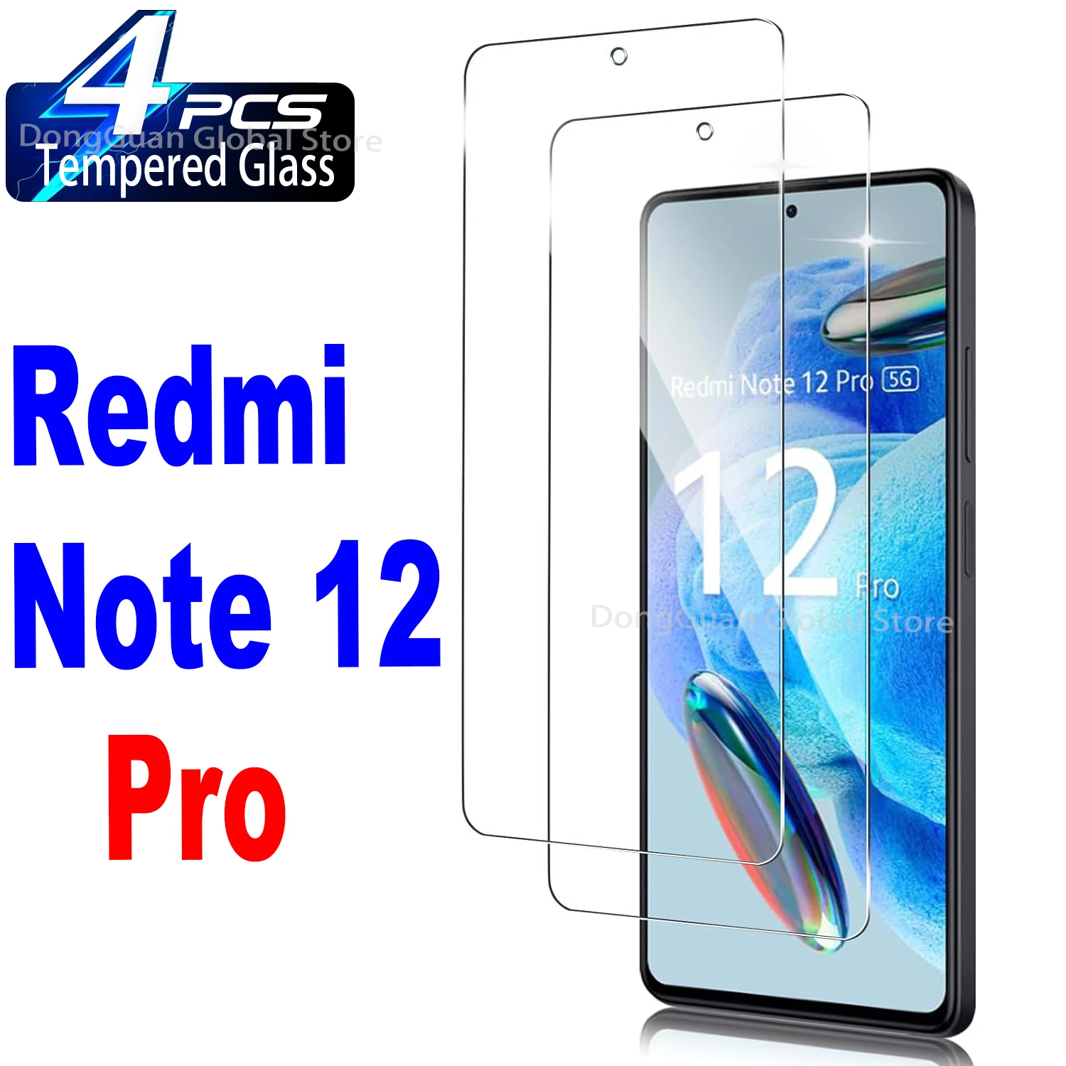 

2/4Pcs High Auminum Tempered Glass For Xiaomi Redmi Note 12 Pro 4G 5G Screen Protector Glass Film