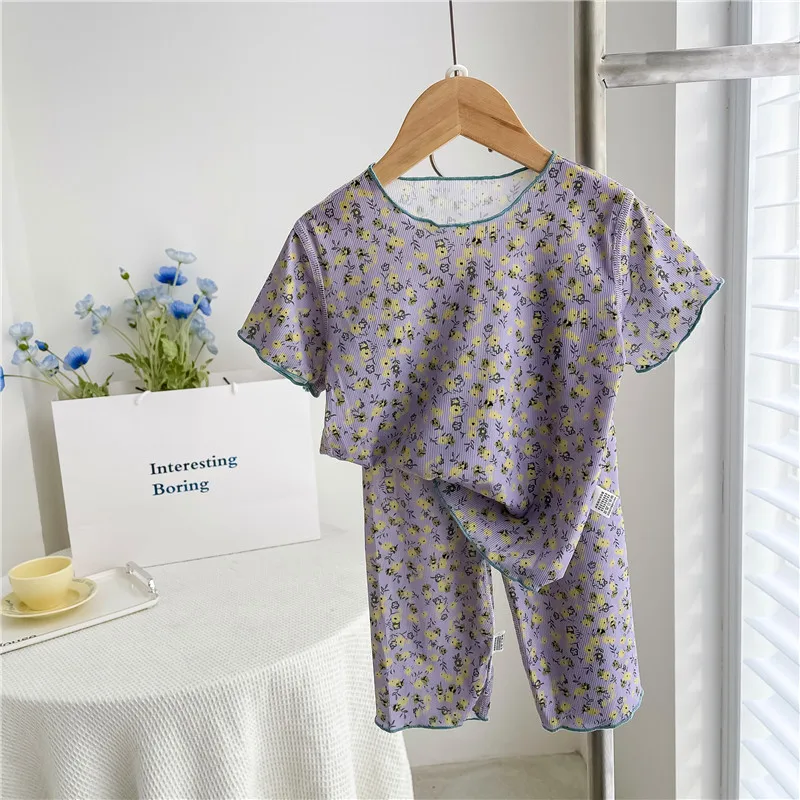 Summer Children's Girl Loungewear Short-Sleeved Cropped Pants Pajamas 2-Piece Girl Clothes 6 7 8 9 10 11 Years
Summer Children's Girl Loungewear Short-Sleeved Cropped Pants Pajamas 2-Piece Girl Clothes 6 7 8 9 10 11 Years