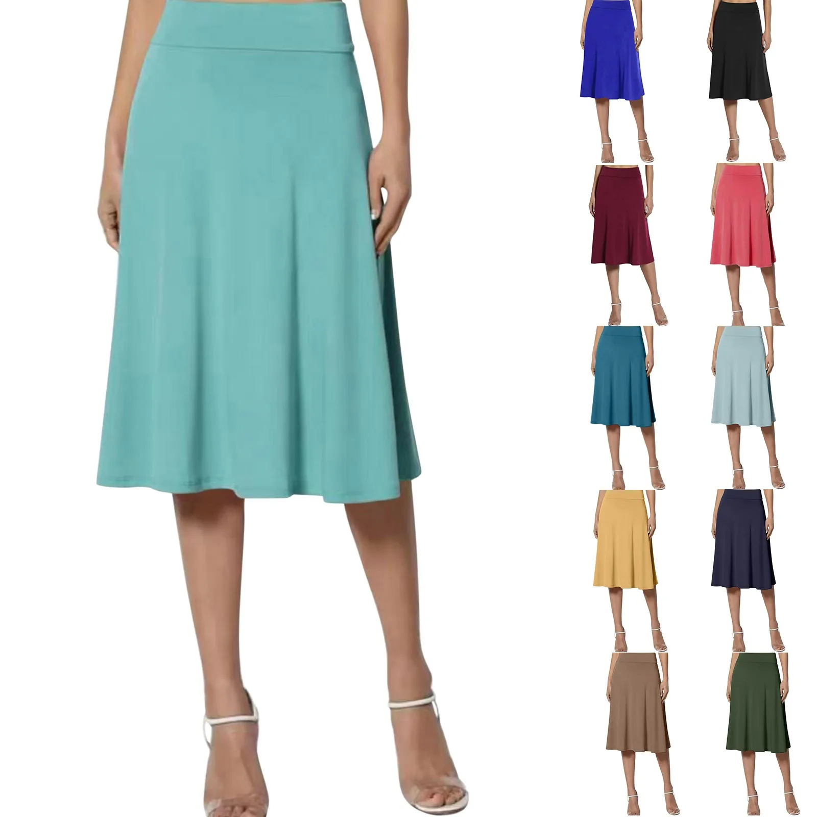 

Solid Lightweight Flare Skirt Women Korean Fashion College Style Ladies Casual A Line Solid Color Skirts Clothing 2024 платье