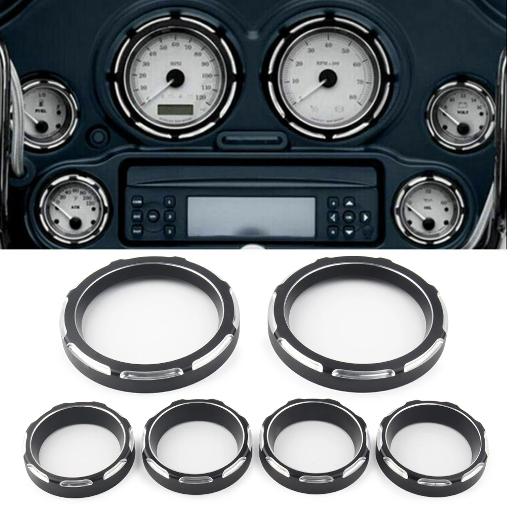 

6pcs CNC Speedometer Board Burst Gauge Bezel For Harley Touring Electra Glide Street Glide Trike models FLHT FLHX 1996-2012 2013