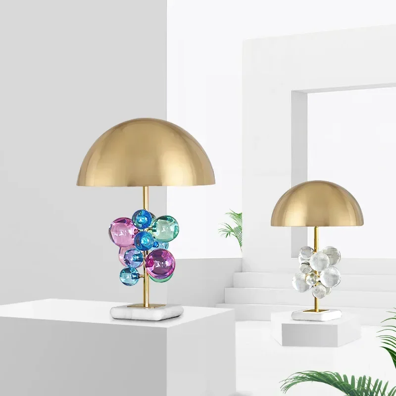 

Globo Table Lamp Creative Golden Mushroom Design mushroom Multicolored Crystal Ball Bedroom Decoration bed side
