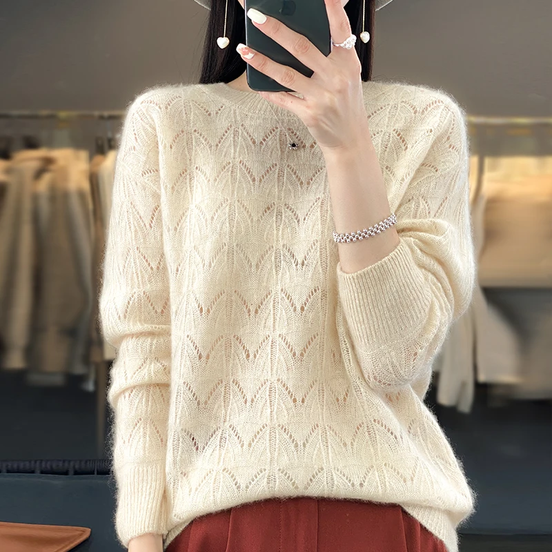 

Пуловер, свитер из 100% шерсти, Женский вязаный тонкий свитер с длинным рукавом, свободный и удобный женский свитер, новый продукт