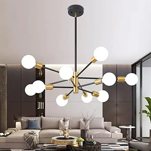 Chandelier Mid Century Modern Industrial E26 Pendant Lighting Chandeliers Ceiling Light Fixture Black and Gold Light for Living
Chandelier Mid Century Modern Industrial E26 Pendant Lighting Chandeliers Ceiling Light Fixture Black and Gold Light for Living