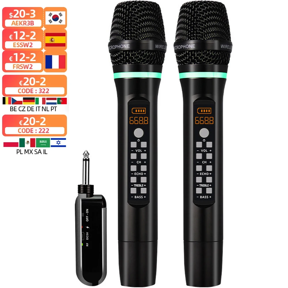 

Professional UHF Wireless Microphone Handheld Bluetooth Karaoke Microphone Recording Studio Home Party Singing for Car Speaker