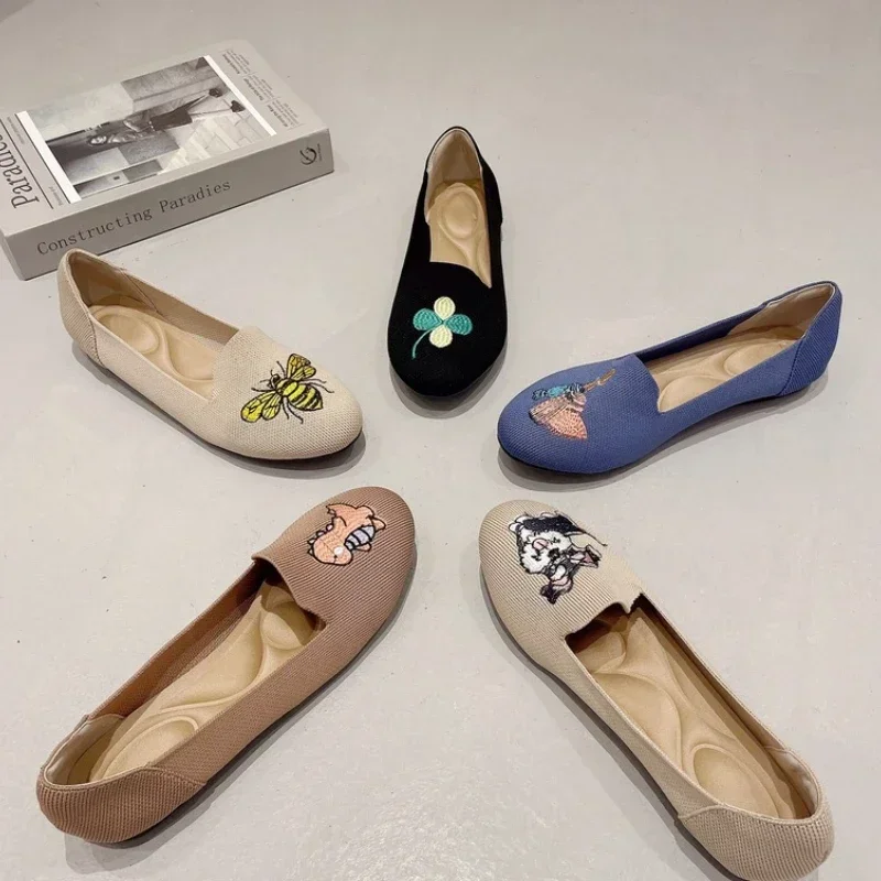 Женские вязаные туфли на плоской подошве, Модные женские повседневные Балетки с круглым носком, удобные женские туфли без застежек
Женские вязаные туфли на плоской подошве, Модные женские повседневные Балетки с круглым носком, удобные женские туфли без застежек