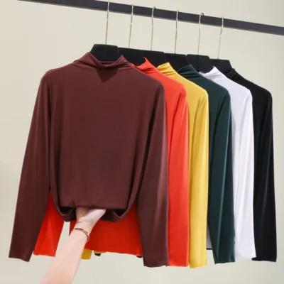 2023 New Autumn Winter Long Sleeve Warm Elastic Modal Bottoming Top Pullover Basic Daily Turtleneck T Shirt Soft Fit Tops Women
2023 New Autumn Winter Long Sleeve Warm Elastic Modal Bottoming Top Pullover Basic Daily Turtleneck T Shirt Soft Fit Tops Women
