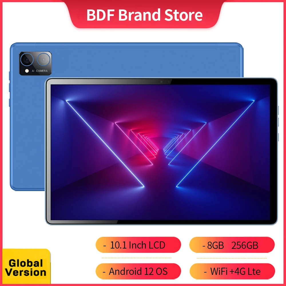 

BDF Original P60 Tablet Pc 10.1 Inch 8GB RAM 256GB ROM Android 12 Octa Core 3G 4G LTE Internet WiFi Internet BT Global Version