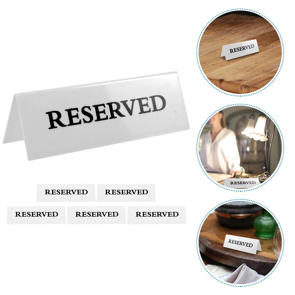 

6 Pcs Reservation Acrylic Inverted Triangle Hotel Restaurant Table Setting Reminder Sign Reserved Signs Tent