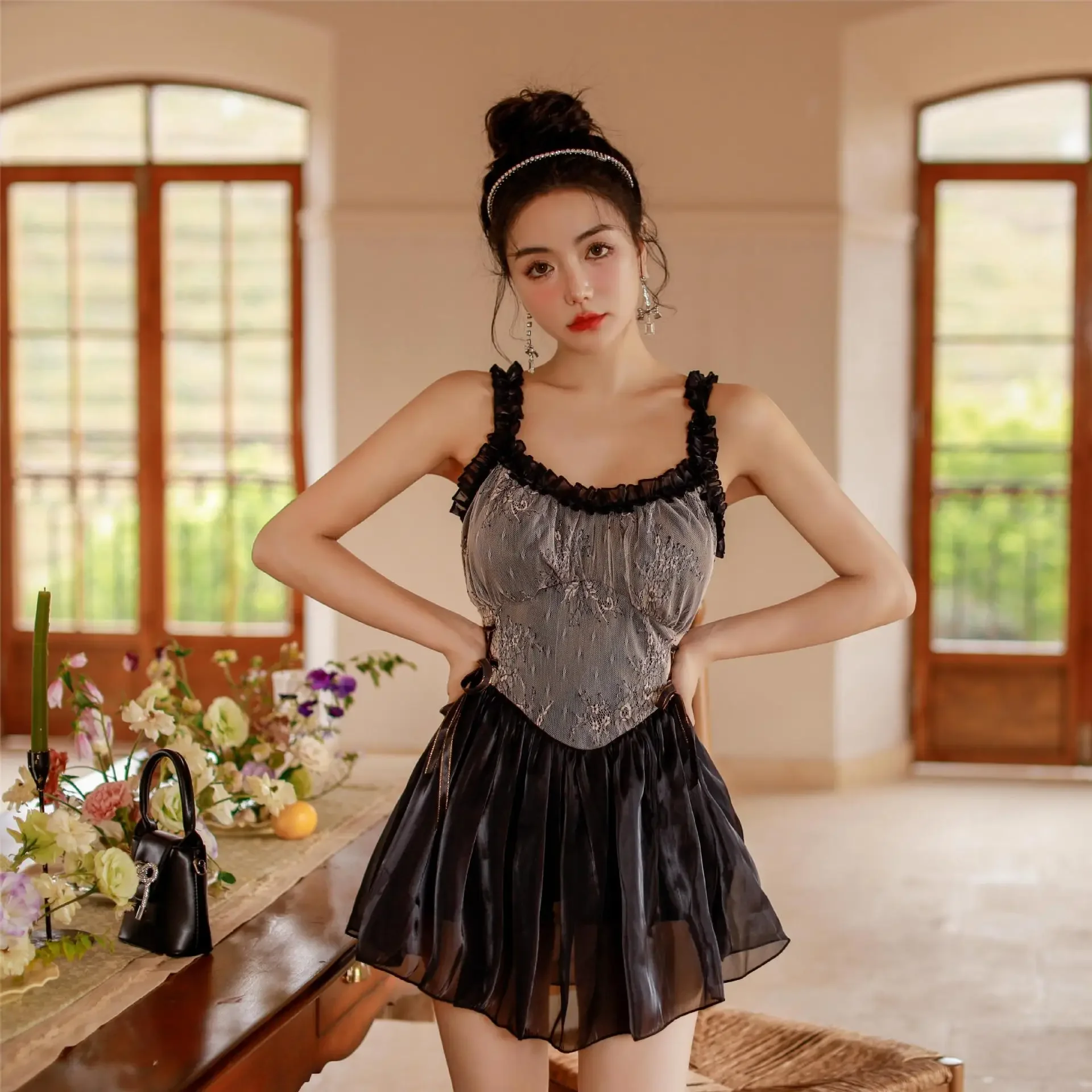 

2023 New Swimsuit woman Two-Piece Set Triangle BikiniS High Waist Korean women's solid bikini Hot Spring Bathing Suit Dropship