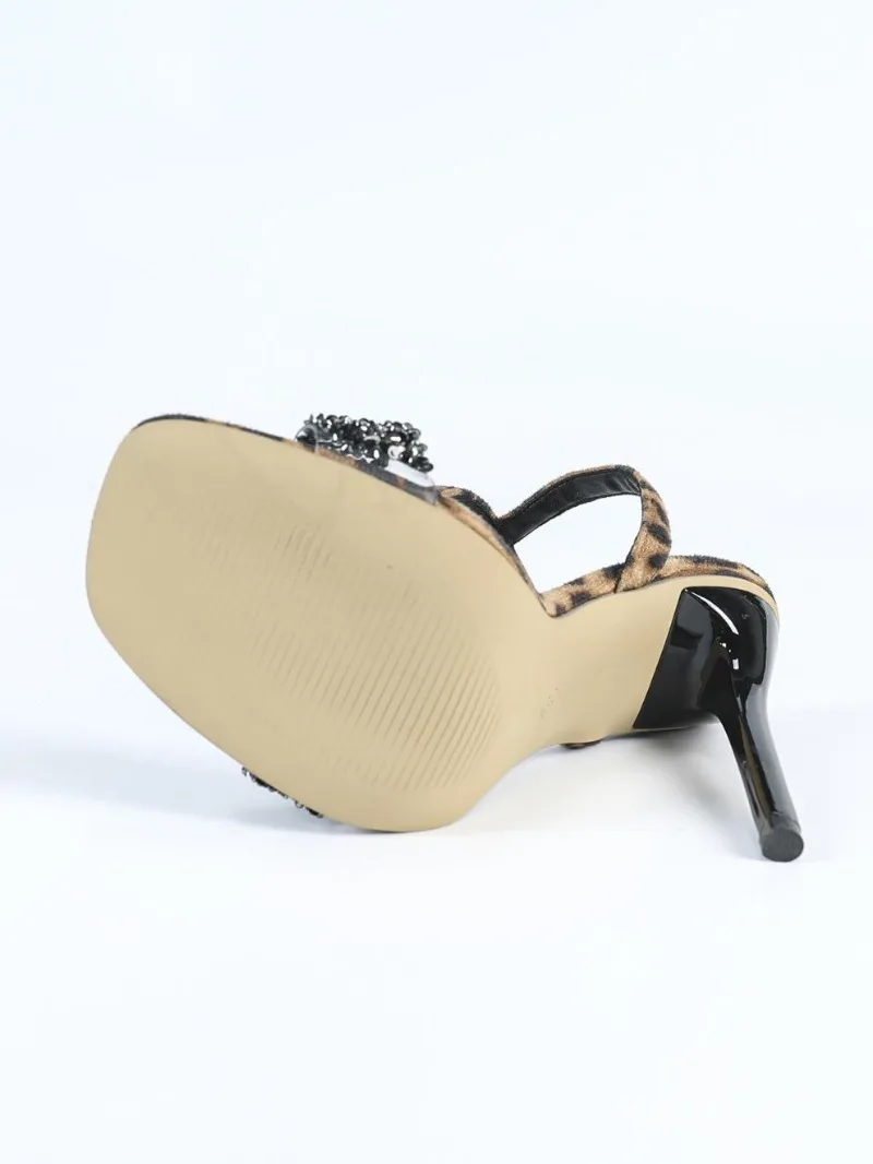 Leopard Rhinestone Decorated Narrow Strap Thin Heeled Sandals Women Sexy Open Toe Ankle Strap Super High Heels Summer Party Shoe 15 Sc183206b656d42e7b3b4ec1d887983fat