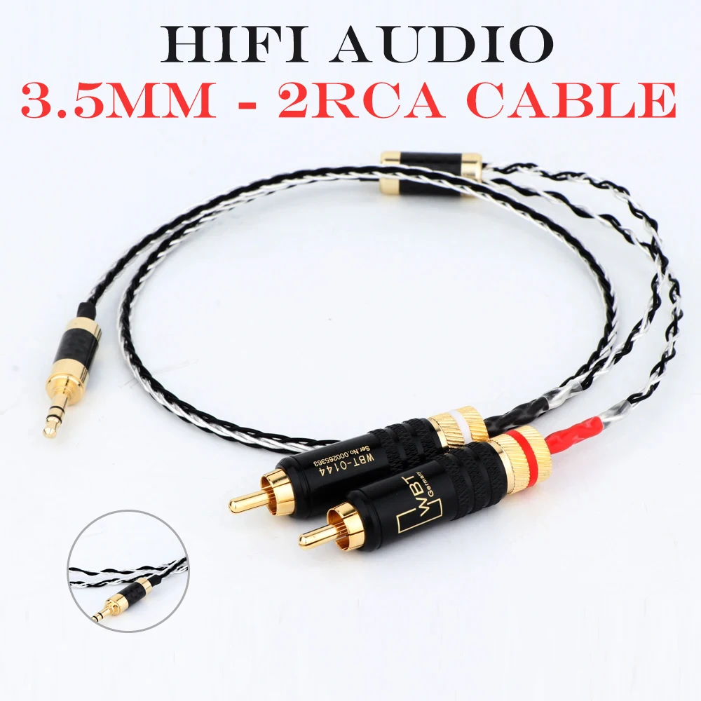 

Hi-Fi аудиокабель RCA, высококачественный аудио кабель из чистой меди с разъемом 2RCA на 3,5 мм, кабели усилителя динамика