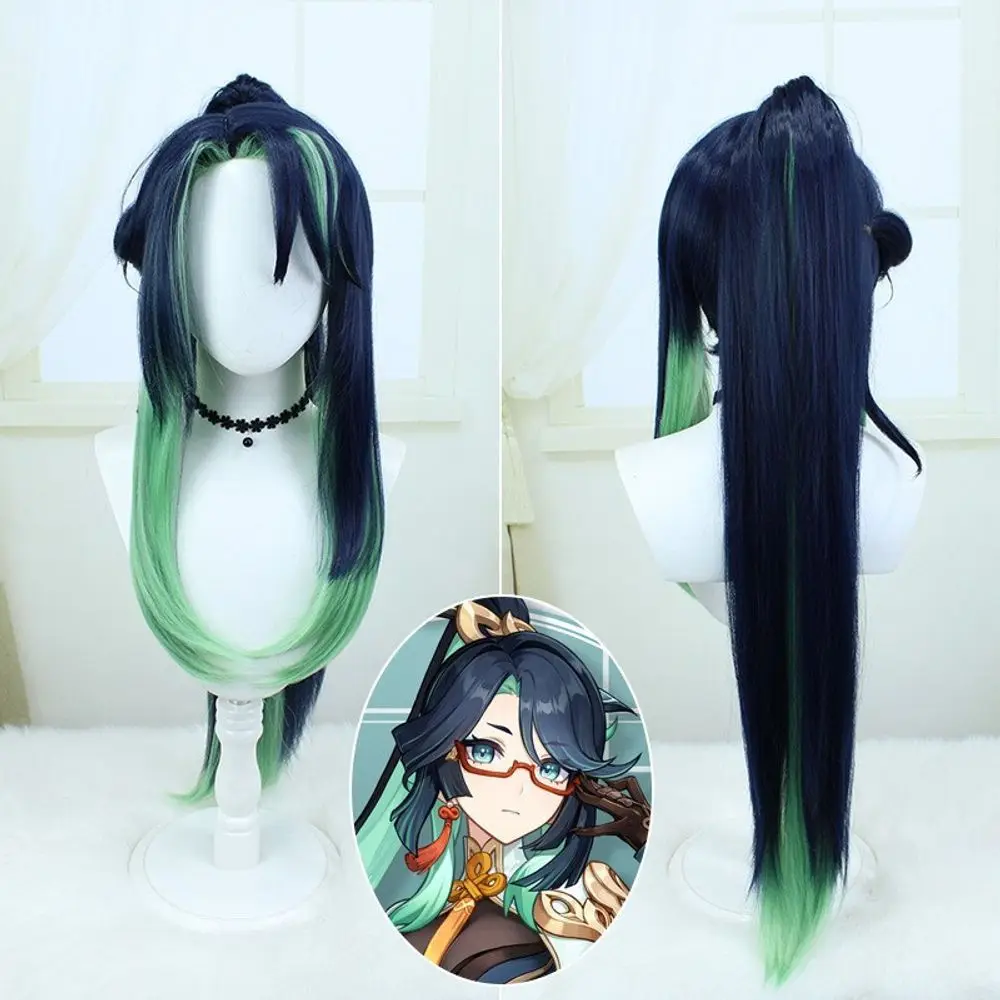 

Парик для косплея из аниме «конский хвост», Длинные Синтетические волосы с зеленым градиентом