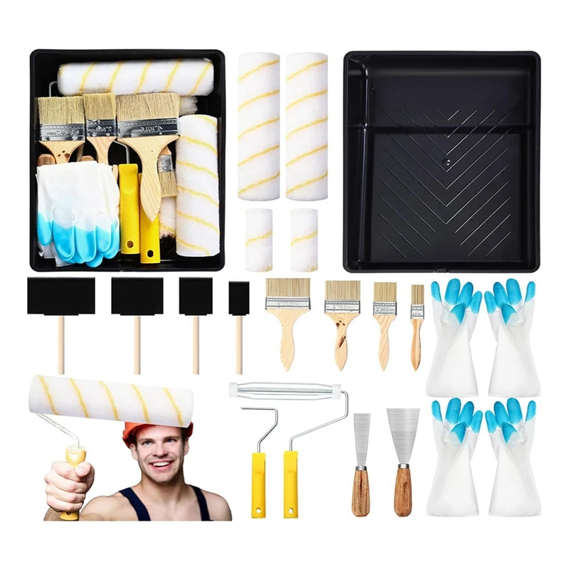19 Piece Paint Roller Tool Kit For Home Painting Wall Door Cabinet DIY, Fine Workmanship
19 Piece Paint Roller Tool Kit For Home Painting Wall Door Cabinet DIY, Fine Workmanship