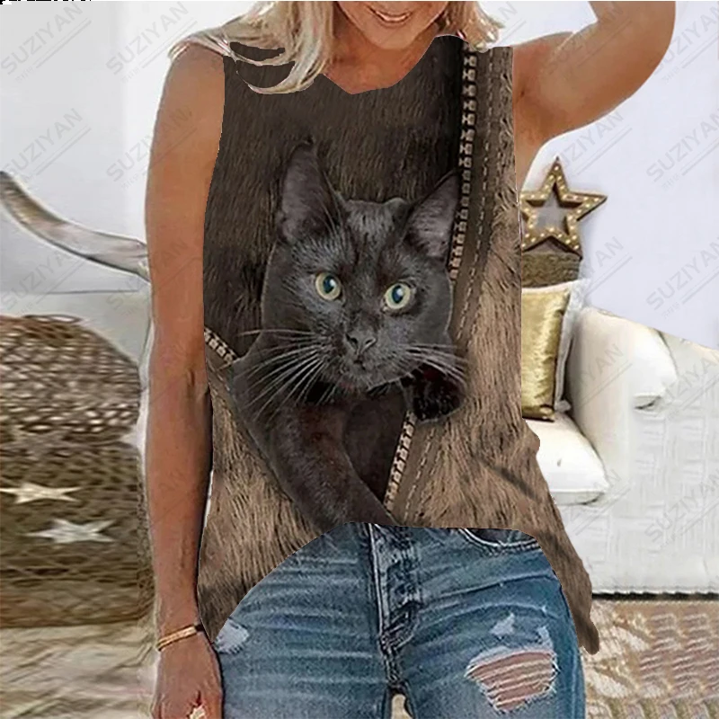 Summer Fashion New Women's Sleeveless Tank Top Cute Animal Cat T-shirt 3D Printed Beach Loose Casual Style Women's Pullover Top
Summer Fashion New Women's Sleeveless Tank Top Cute Animal Cat T-shirt 3D Printed Beach Loose Casual Style Women's Pullover Top