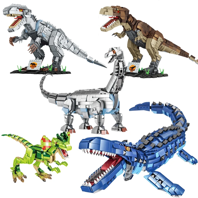 

IDEAS Jurassic Dino World Mosasaur Building Blocks Tyrannosaurus Rex Triceratops Dinosaur Model Bricks Sets Boy Toys Kids Gift