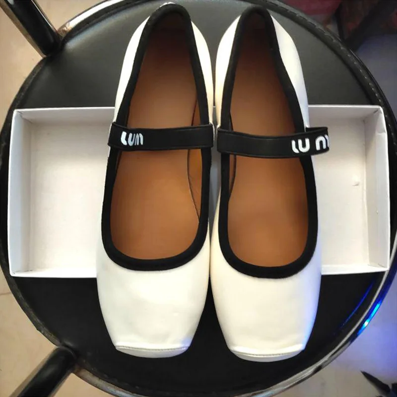 Women Ballet Flats Fashion Square Toe Pumps Female Mary Jane Shoes Soft Leather Slip-on Casual Shoes Office Lady Work Thin Shoes Sc18a4dd78e8c42128c7eb3881a8143afv