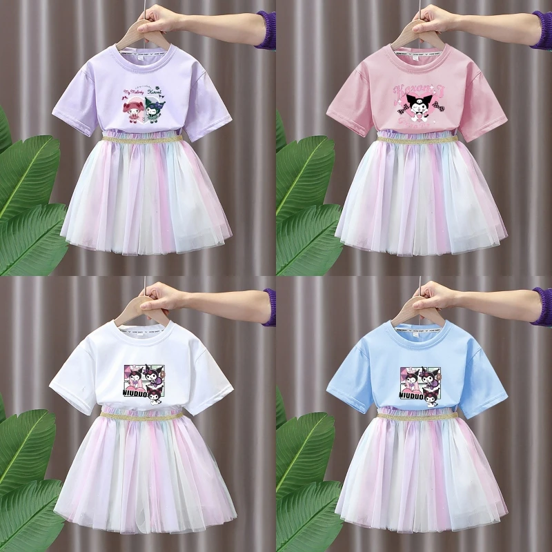 Summer New Sanrioed Kuromi My Melody Girls Cotton Short Sleeve Tops Princess Gauze Skirts Kawaii Anime Caroon Children Clothing
Summer New Sanrioed Kuromi My Melody Girls Cotton Short Sleeve Tops Princess Gauze Skirts Kawaii Anime Caroon Children Clothing
