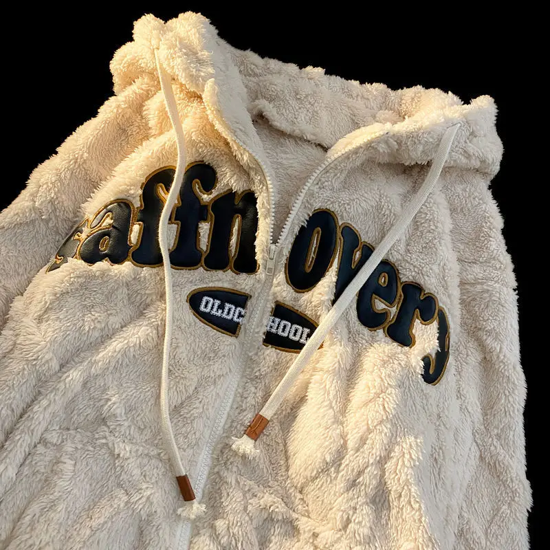 Vitange Chic Letter Embroidery Jacket Y2k Design Sweater Cardigan Women Winter Loose Thickened Lamb Plush Hooded Outwear Coat
Vitange Chic Letter Embroidery Jacket Y2k Design Sweater Cardigan Women Winter Loose Thickened Lamb Plush Hooded Outwear Coat