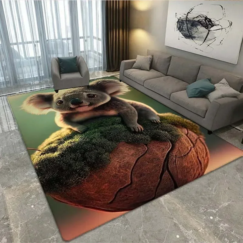 

3D Cute Koala Pink Heart ThemeArea Rug,Carpet Rug for Living Room Bedroom Sofa Doormat Decor,Kid Game Non-slip Floor Mat