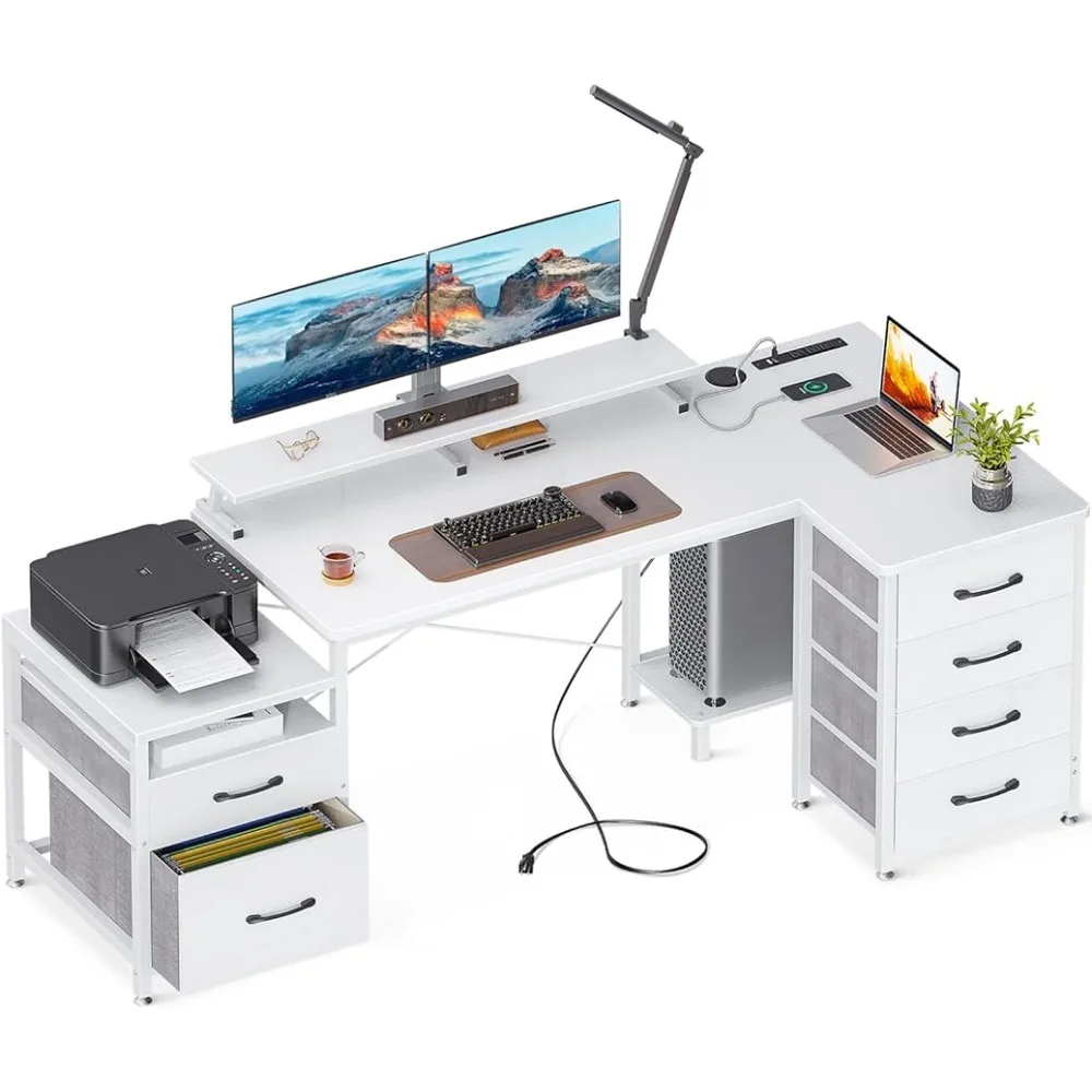 KKL L Shaped Computer Desk with File Drawers & 3 Power Outlets & 2 USB Ports, 72 Inch Home Office Desk with Printer Cabinet
KKL L Shaped Computer Desk with File Drawers & 3 Power Outlets & 2 USB Ports, 72 Inch Home Office Desk with Printer Cabinet