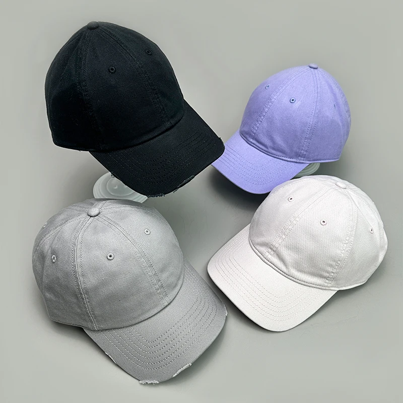 

New Men Women Solid Distress Snapback Caps Versatile Broken Hole Style Fashion Baseball Hats Sunshade Outdoor Simple ins Retro