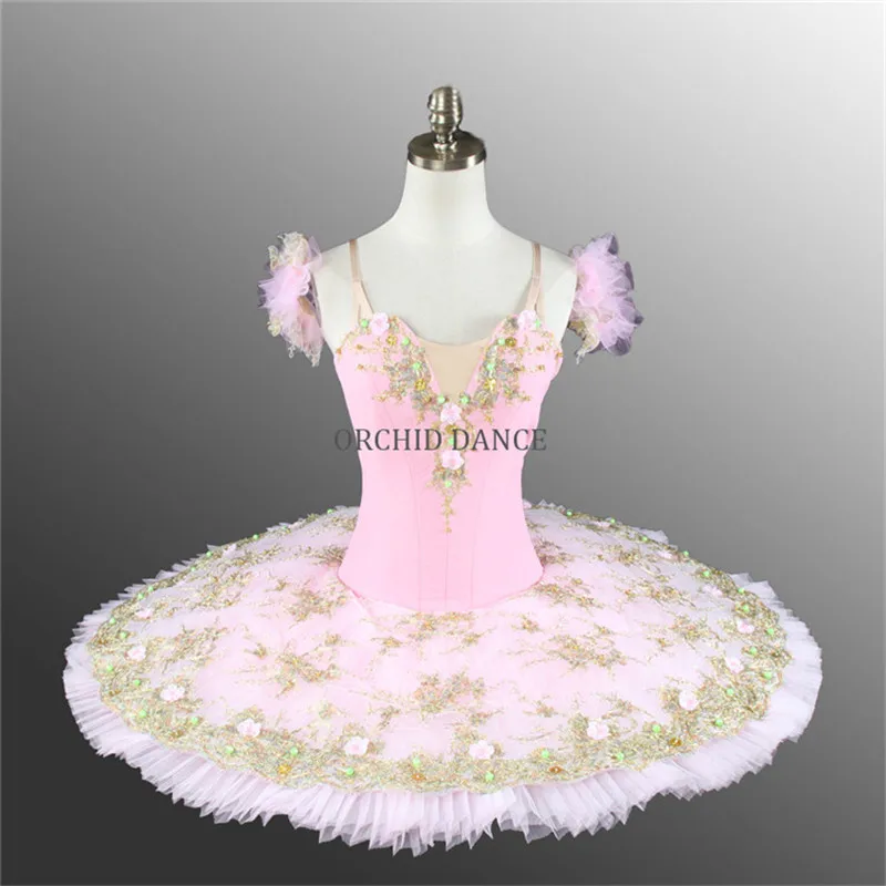 

Professional High Quality Custom Size Kids Girls Adult Women Beautiful Design Performance Wear Light Pink Champagne Ballet Tutu