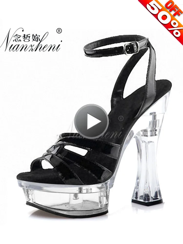 14cm Super High heeled shoes Roman Hollow Patent leather Big Size Women's Sandals 6 inches Office lady Work shoes Fashion Models 
14cm Super High heeled shoes Roman Hollow Patent leather Big Size Women's Sandals 6 inches Office lady Work shoes Fashion Models