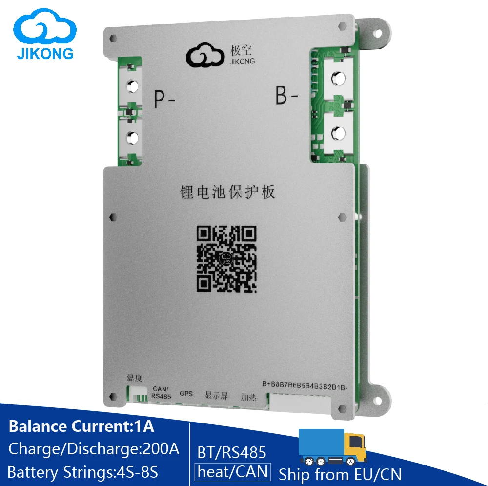 

Smart JK BMS BT supports Heat and CAN functions, actively balancing current 1A 8S continuous discharge 200A Li ion Lifepo4 LTO