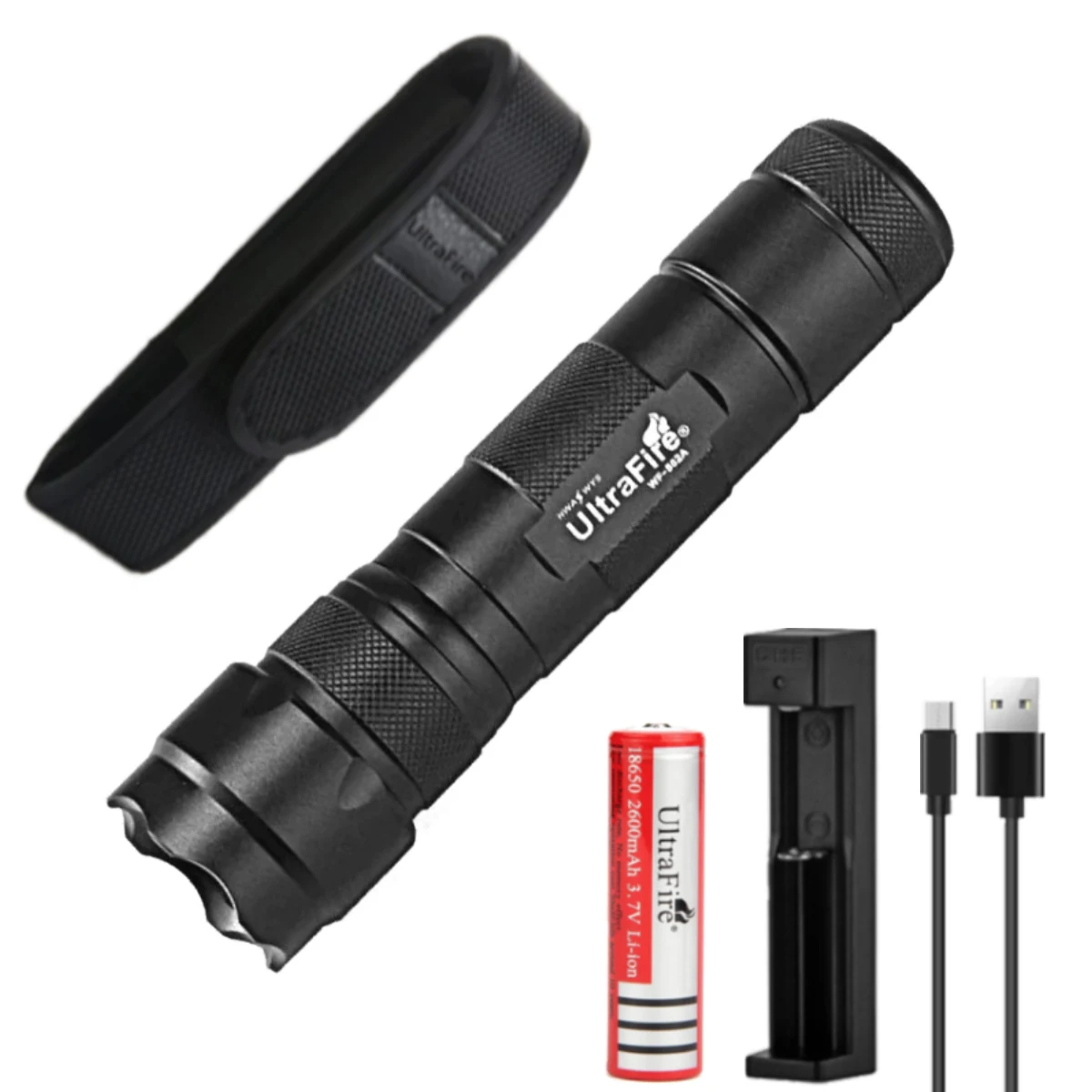 

UltraFire UF-502A High Power Led Flashlight Camping Torch 1000 Lumens Rechargeable Lamp Waterproof Use 18650 3 AAA Batteries
