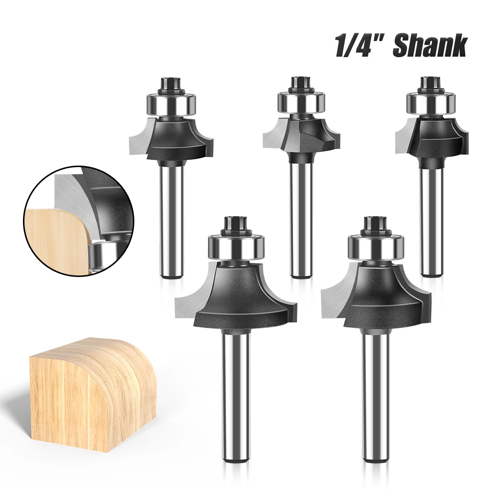 

1/4&6mm shank Corner Round Over Router Bit with BearingMilling Cutter for Wood Woodwork Tungsten Carbide