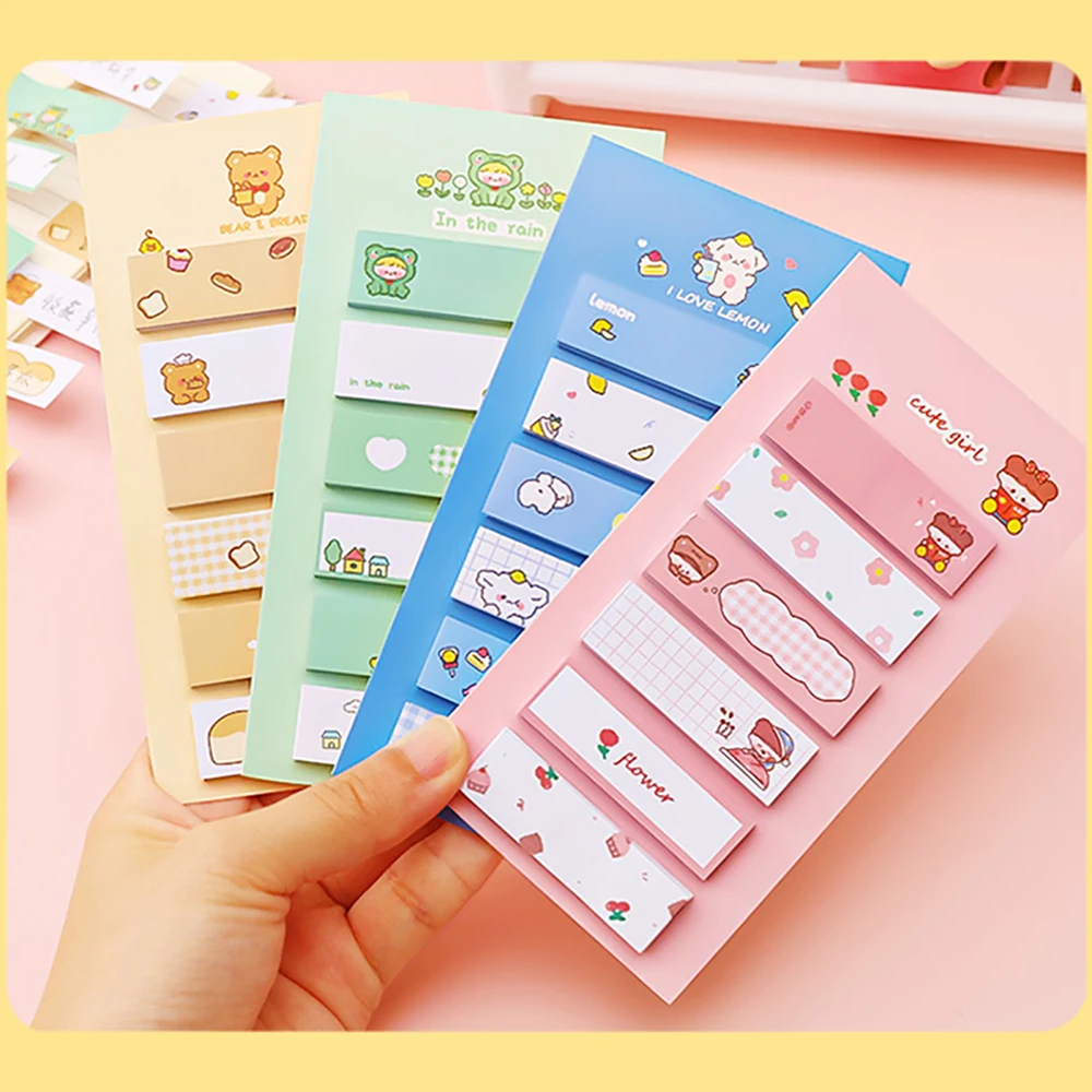 4 шт./набор Мультяшные многоцветные липкие индексные вкладки флаги для страниц книжные маркеры для чтения заметок школьные канцелярские принадлежности для офиса